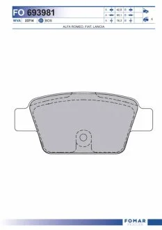 Колодки гальмівні дискові ЗАДН FIAT STILO 1.2-2.4 01-;FIAT MULTIPLA 02- -ua FOMAR FO 693981