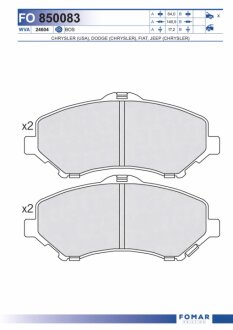 Колодки гальмівні дискові ПЕРЕДН DODGE NITRO 2.8CRD 07-,JOURNEY 2.0CRD 08-,JEEP CHEROKEE 2.8CRD 08- -ua FOMAR FO 850083
