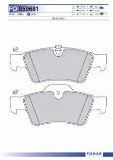 Колодки гальмівні дискові ЗАДН MB G-CLASS 2012 -, GL-CLASS 2006 -, M-CLASS 2005 -, R-CLASS 2006 - -ua FOMAR FO 859681