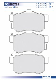 Колодки гальмівні дискові ЗАДН HONDA ACCORD IX 2.2I-DTEC 2.4I 08- FOMAR FO 860781