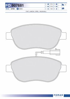 Колодки гальмівні дискові ПЕРЕДН FIAT DOBLO 1.2-1.9 01-,FIAT GRANDE PUNTO 08-Б OPEL COMBO 2012-, ТОР -ua FOMAR FO 907681