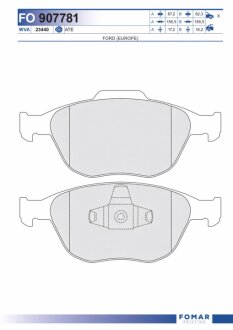 Колодки гальмівні дискові ПЕРЕДН FORD FIESTA V 05-,FOCUS 02-04,TOURNEO CONNECT 1.8 02-,TRANSIT CONNE -ua FOMAR FO 907781