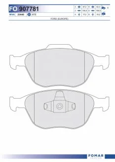 Колодки гальмівні дискові ПЕРЕДН FORD FIESTA V 05-,FOCUS 02-04,TOURNEO CONNECT 1.8 02-,TRANSIT CONNE -ua FOMAR FO 907781