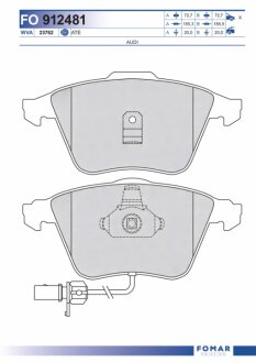 Колодки гальмівні дискові ПЕРЕДН AUDI A6 ALLROAD 00-05 -ua FOMAR FO 912481