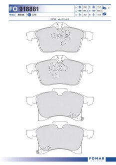 Колодки гальмівні дискові ПЕРЕДН OPEL ASTRA H 05-,OPEL MERIVA 05-,OPEL ZAFIRA 05- FOMAR FO 918881