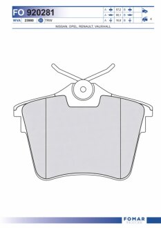 Колодки гальмівні дискові ЗАДН OPEL VIVARO 1.9-2.5 03-,RENAULT TRAFIC II 01-,NISSAN PRIMASTAR 02- -ua FOMAR FO 920281