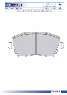 Колодки гальмівні дискові ПЕРЕДН NISSAN MICRA 1.0-1.6 03-,NOTE 1.4-1.6 06-,RENAULT CLIO 1.2-2.0 05-, FOMAR FO 921181