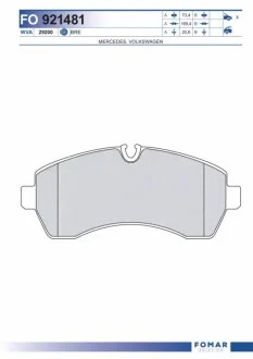 Колодки гальмівні дискові ПЕРЕДН MB SPRINTER 3.5T 4.6T 5T 06-,VW CRAFTER 30-50 06- -ua FOMAR FO 921481