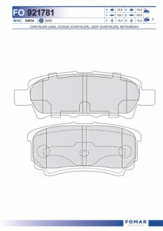 Колодки гальмівні дискові ЗАДН MITSUBISHI OUTLANDER 2.0 2.4 4WD 03-, LANCER 1.3-2.0 03-;DODGE CALIBE -ua FOMAR FO 921781