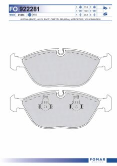 Колодки гальмівні дискові ПЕРЕДН MERCEDES E (W210. W211) 96-09. S (W220) 02-05 FOMAR FO 922281
