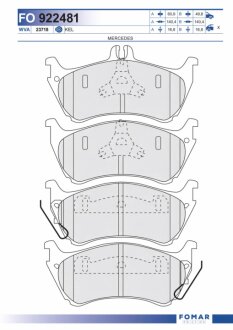 Колодки гальмівні дискові ЗАДН MB CLASSE ML (163) 5/1997- -ua FOMAR FO 922481