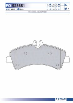Колодки гальмівні дискові ЗАДН MB SPRINTER 906,VW CRAFTER 06.2006- -ua FOMAR FO 923681