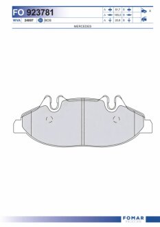 Колодки гальмівні дискові ПЕРЕДН MERCEDES V-CLASS 03-. VITO 03- -ua FOMAR FO 923781