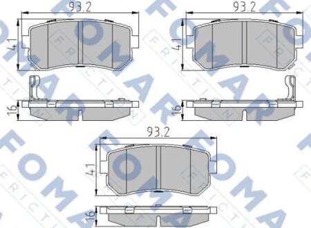 Колодки гальмівні дискові ЗАДН HYUNDAI ACCENT 1.4I-1.6I 06-,I20 1.2I-1.6I 08-,I30 1.4-2.0 08-;KIA CE -ua FOMAR FO 924081