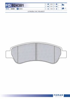 Колодки гальмівні дискові ЗАДН CITROEN JUMPER 06- FIAT DUCATO 06- PEUGEOT BOXER 06 - -ua FOMAR FO 924381