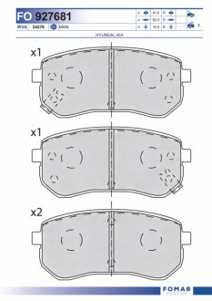 Колодки гальмівні дискові ЗАДН HYUNDAI I10 1.1CRDI 12V 08.03-/ KIA PICANTO 1.0I 12V 09.11- -ua FOMAR FO 927681