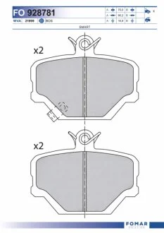 Колодки тормозные дисковые ПЕРЕДНОЙ КОЛОДОК SMART FORTWO 04-. CITY-COUPE 98-04. ROADSTER 03-05 FOMAR FO 928781