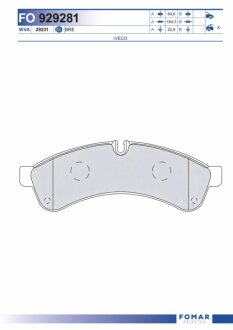 Колодки гальмівні дискові ЗАДН IVECO DAILY III 60C, 65C ALL MODELS 05/06- -ua FOMAR FO 929281