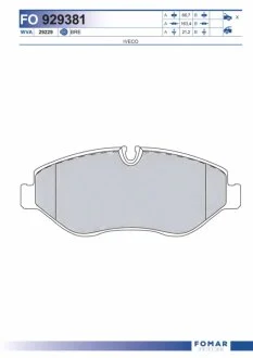 Колодки тормозные дисковые передние IVECO DAILY III 2.3 3.0 06- FOMAR FO 929381