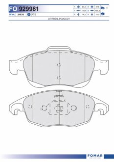 Колодки тормозные дисковые передние CITRO BERLINGO 1.6 08-,C4 GRAND PICASSO 06-, PICASSO 07-,PEUGE PART FOMAR FO 929981