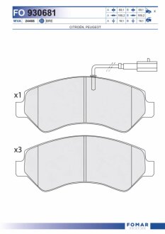 Колодки гальмівні дискові ПЕРЕДН CITROEN JUMPER 2.2 3.0 06-,FIAT DUCATO 06-,PEUGEOT BOXER 06- -ua FOMAR FO 930681