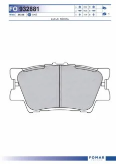 Колодки гальмівні дискові ЗАДН TOYOTA RAV4 2.0 08-,2.2D-4D 05-,2.4 4X4 05-,3.5 4X4 05- -ua FOMAR FO 932881