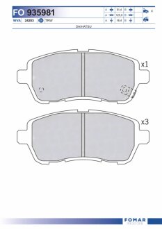 Колодки гальмівні дискові ПЕРЕДН FORD FIESTA VI 1.25-1.6 08-;MAZDA 2 07- -ua FOMAR FO 935981