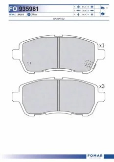 Колодки гальмівні дискові ПЕРЕДН FORD FIESTA VI 1.25-1.6 08-;MAZDA 2 07- -ua FOMAR FO 935981
