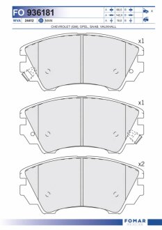Колодки гальмівні дискові ПЕРЕДН OPEL INSIGNIA 1.6-2.8 08-;SAAB 9-5 2.0T 10- -ua FOMAR FO 936181