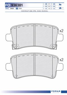Колодки гальмівні дискові ЗАДН OPEL INSIGNIA 1.6-2.0 08- -ua FOMAR FO 936381
