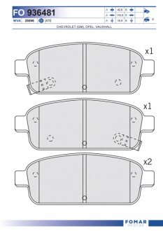 Колодки гальмівні дискові ЗАДН CHEVROLET CRUZE 2.0CDI 09-,ORLANDO 1.8 2.0D 2011-,OPEL ASTRA J 1.3-2. FOMAR FO 936481