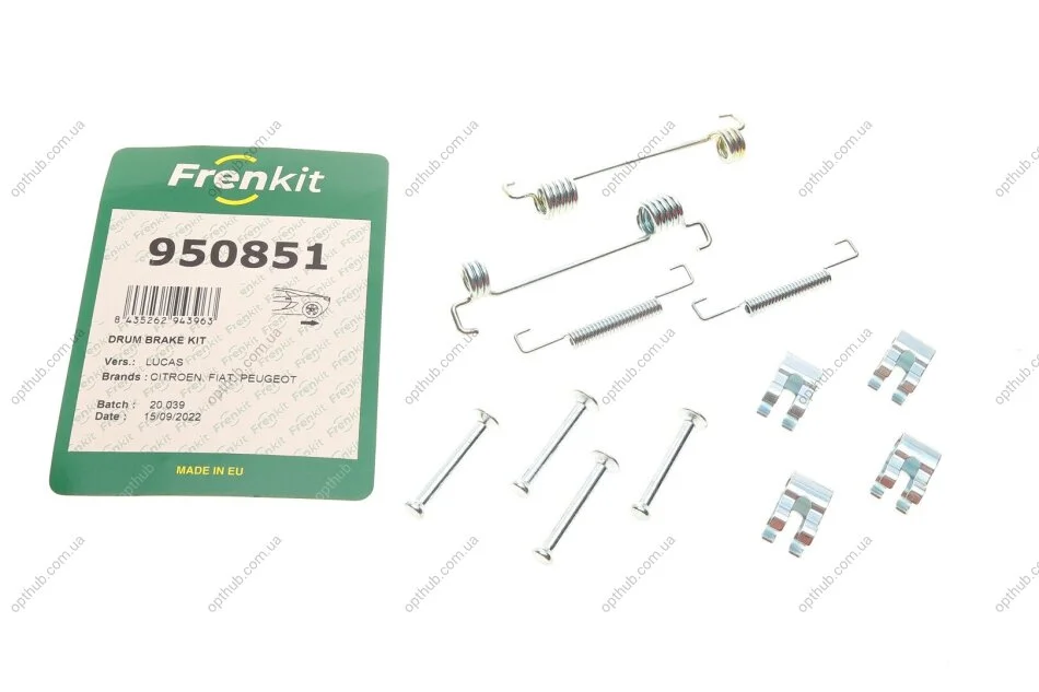 Комплект пружинок колодок ручника Citroen Jumper/Fiat Ducato/Peugeot Boxer 94- (172x42) (Lucas) UA63 FRENKIT 950851 (фото 1)