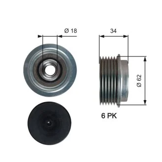 Муфта генератора AUDI A4, A5, Q5 1.8TFSI, 2.0TFSI/08- Gates OAP7203