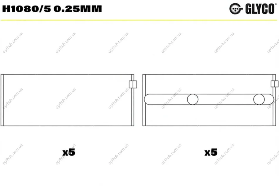 Вкладиші корінні (к-кт) Glyco H1080/5 0.25MM (фото 1)