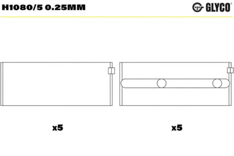Вкладиші корінні (к-кт) Glyco H1080/5 0.25MM