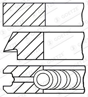 Кільця поршневі (1CYL) PSA 82.8 (2/2/3) 1.9D DW8 98- -ua GOETZE 08-104008-00 (фото 1)
