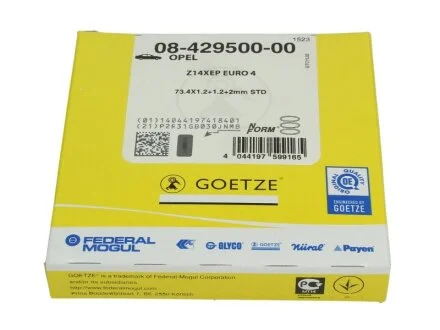 Кольца поршневые (1CYL) OPEL 73.4 (1.2/1.2/2) Z10XEP/Z14XEP/A12XER GOETZE 08-429500-00