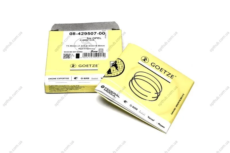 Кольца поршневые (1CYL) OPEL 73.9 (1.2/1.2/2) Z10XEP/Z14XEP/A12XER GOETZE 08-429507-00 (фото 1)