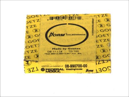 Кільця поршневі компресора WESTINGHOUSE 75.0 (2.38/2.38/3.95) COMPRES SCANIA, VOLVO 08-990700- GOETZE 08-990700-00
