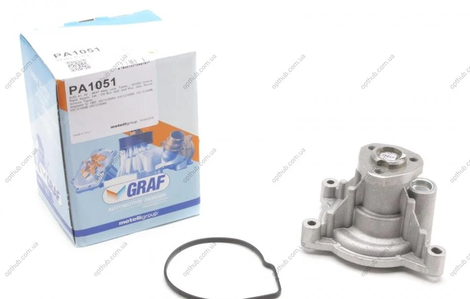 Помпа води Audi A1/A3/Skoda Octavia/SuperB/Rapid/VW Golf V/VI/Passat 1.4TFSI/TSI 07- (B/B) (7 лоп) UA63 GRAF PA1051 (фото 1)