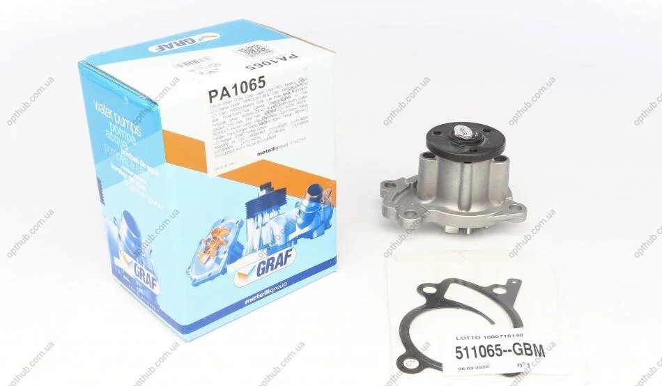 Помпа води Renault Clio/Scenic/Megane/Kangoo/Nissan Qashqai/Juke 0.9-1.2-1.4TCe/1.6 09- (B/B)(8 ло UA63 GRAF PA1065 (фото 1)