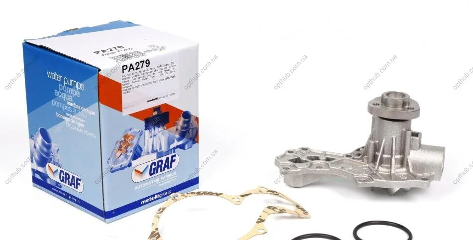 Помпа води Audi/Seat/VW 1.3/1.4/1.6/D/TD/1.7/D/1.8/GT/GTE/1.9/D/TD/TDI/SDI/2.0/E 75-04 (B/B)(6 лоп) UA63 GRAF PA279 (фото 1)
