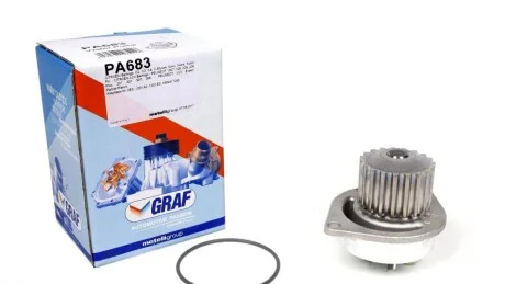 Помпа води Citroen Berlingo/C2/C3/C4/Peugeot 106/206/207/307/308/Partner 1.6 96- (19z) (B/B) (6 лоп UA63 GRAF PA683