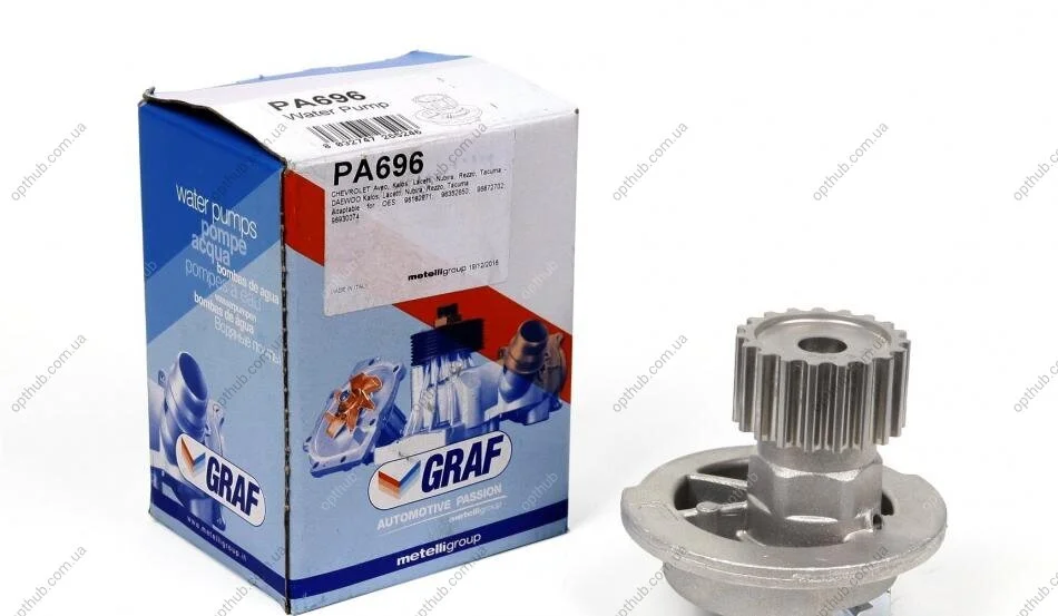 Помпа води Chevrolet Aveo/Lacetti 1.4/1.6 03-/Daewoo Nubira 1.6 16V 97- (19z) (R/B) (7 лоп.) UA63 GRAF PA696 (фото 1)