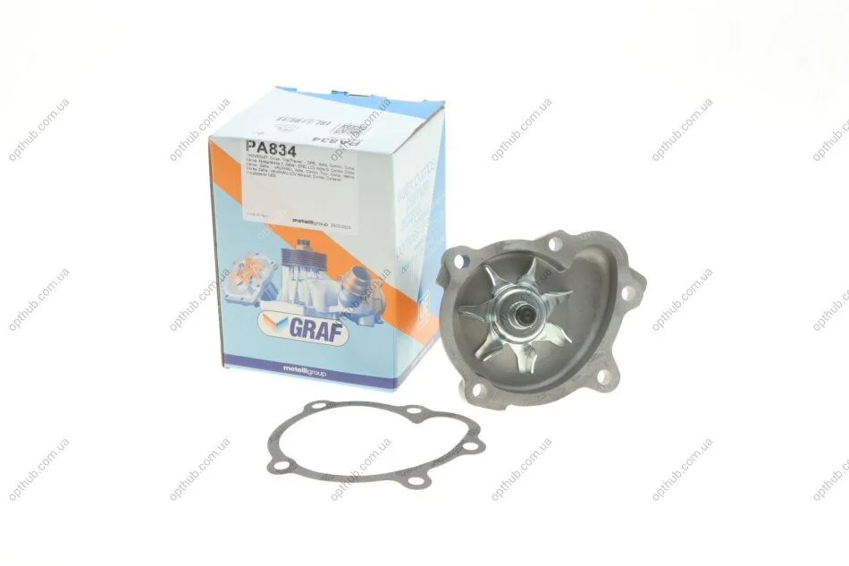 Помпа води Opel Astra G/H/J/Combo/Corsa C/D/Zafira 1.7CDTI/DTI 00- (R/B)(7 лоп)(d центр.шківа=30mm) UA63 GRAF PA834 (фото 1)