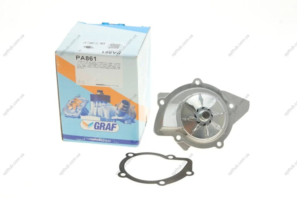Помпа води Citroen C4-C8/Jumpy 2.0-2.2HDi/Fiat Scudo 2.0D/Ford Focus 2.0TDCI 01- (19z)(B/B)(8лоп) UA63 GRAF PA861 (фото 1)