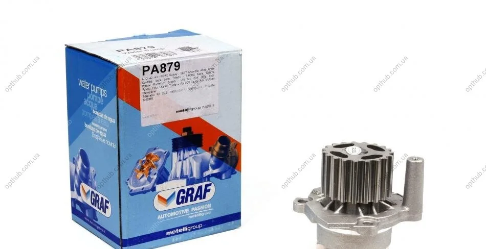 Помпа води Audi A3/Seat/Skoda Fabia/VW Caddy/T5/Golf 1.2TDI/1.4TDI/1.9TDI/2.0SDI 00-(19z)(R/B)(7лоп UA63 GRAF PA879 (фото 1)