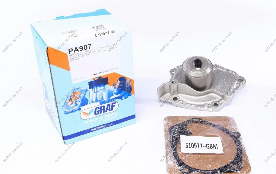Помпа води Renault Megane/Laguna/Scenic/Nissan 1.9dCi/Suzuki Grand Vitara 1.9DDiS 02- (B/B) (10 лоп UA63 GRAF PA907 (фото 1)
