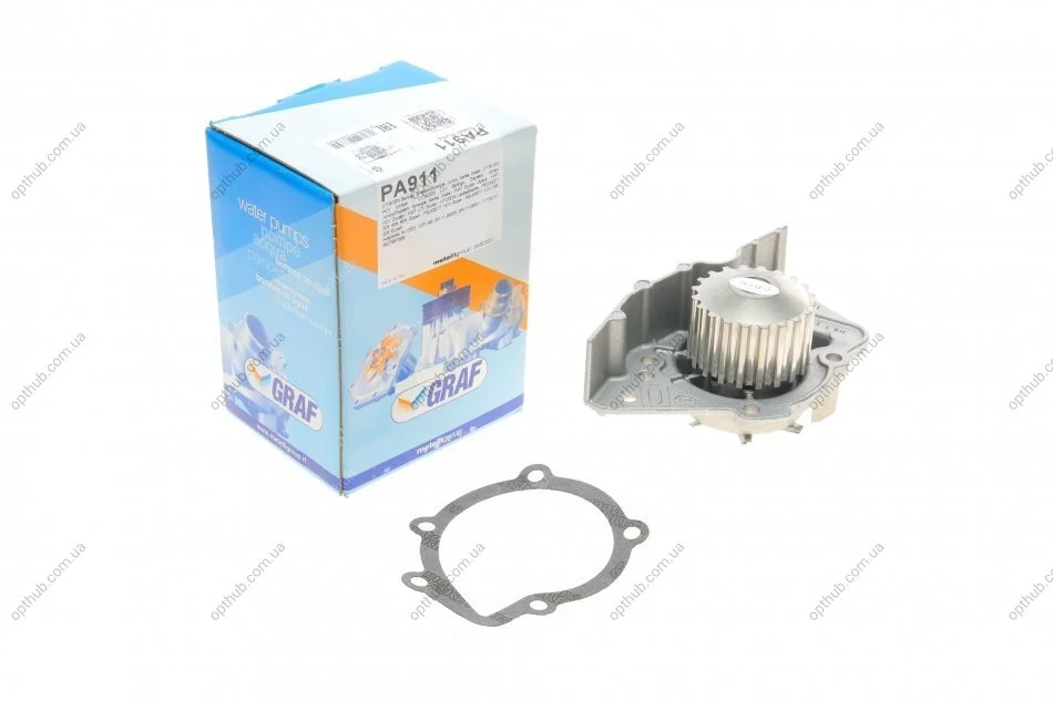 Помпа води Fiat Scudo/Ducato/Peugeot/Citroen/Hyundai 1.8-1.9D/TD 94-06 (20z)(B/B)(7 лоп)(d имп=71мм UA63 GRAF PA911 (фото 1)
