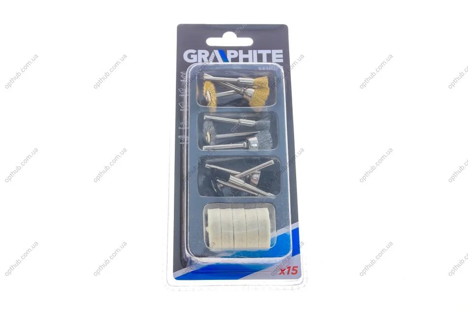 Набір аксесуарів для міні дрилі, щітки, толі, 15 шт. Graphite 55H078 (фото 1)